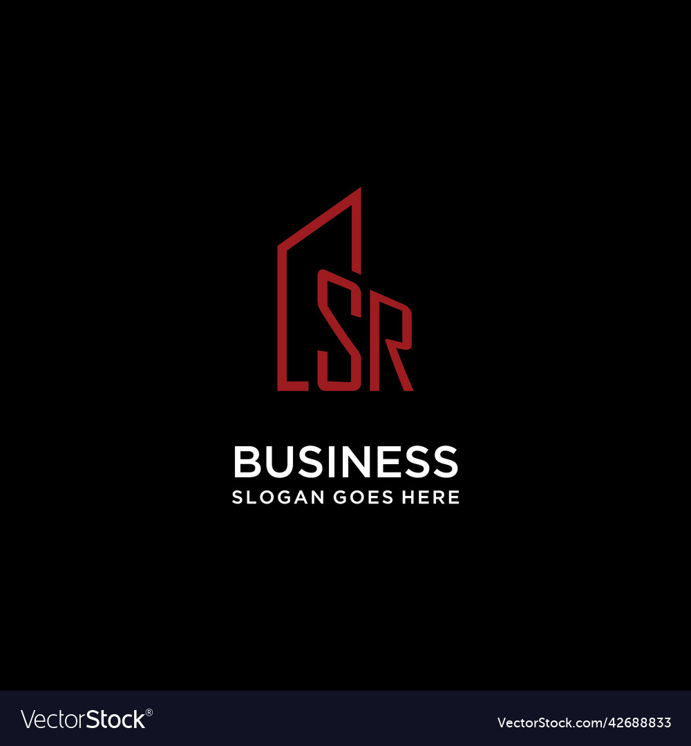 Sr initial monogram with building logo design