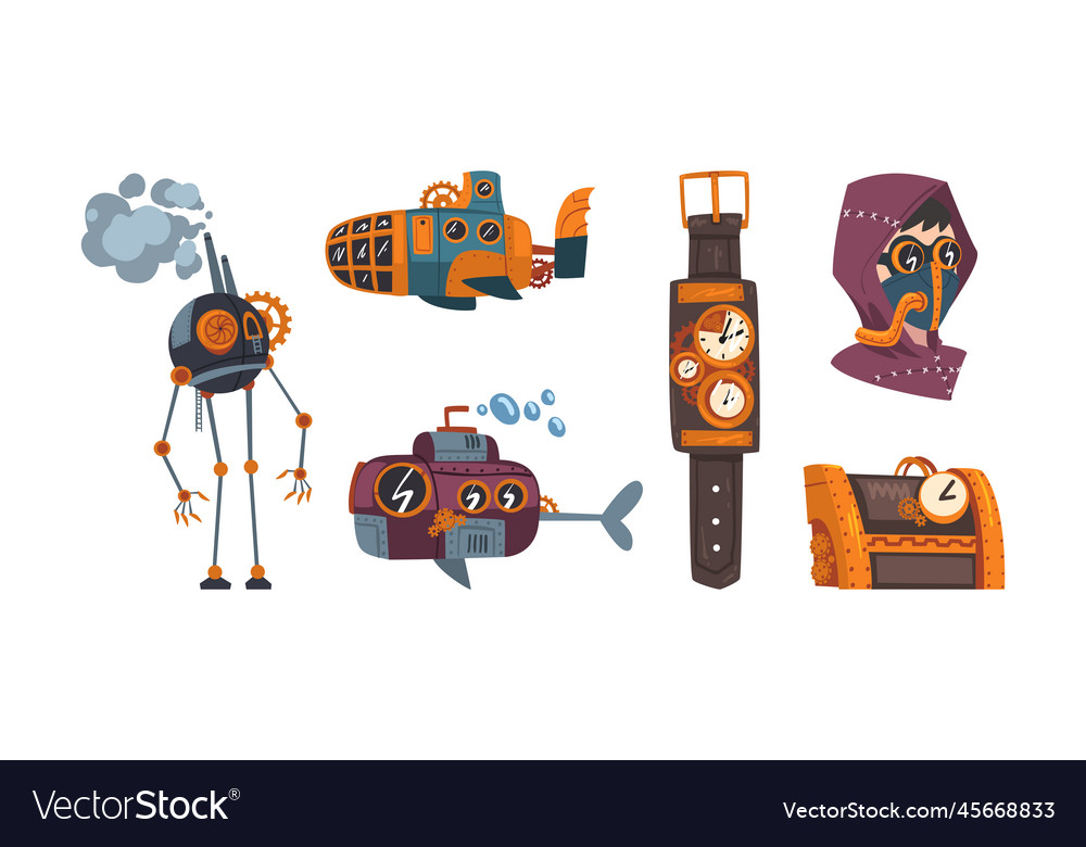 Steampunk mechanical retro object with vintage vector image Steampunk mechanical retro object with vintage