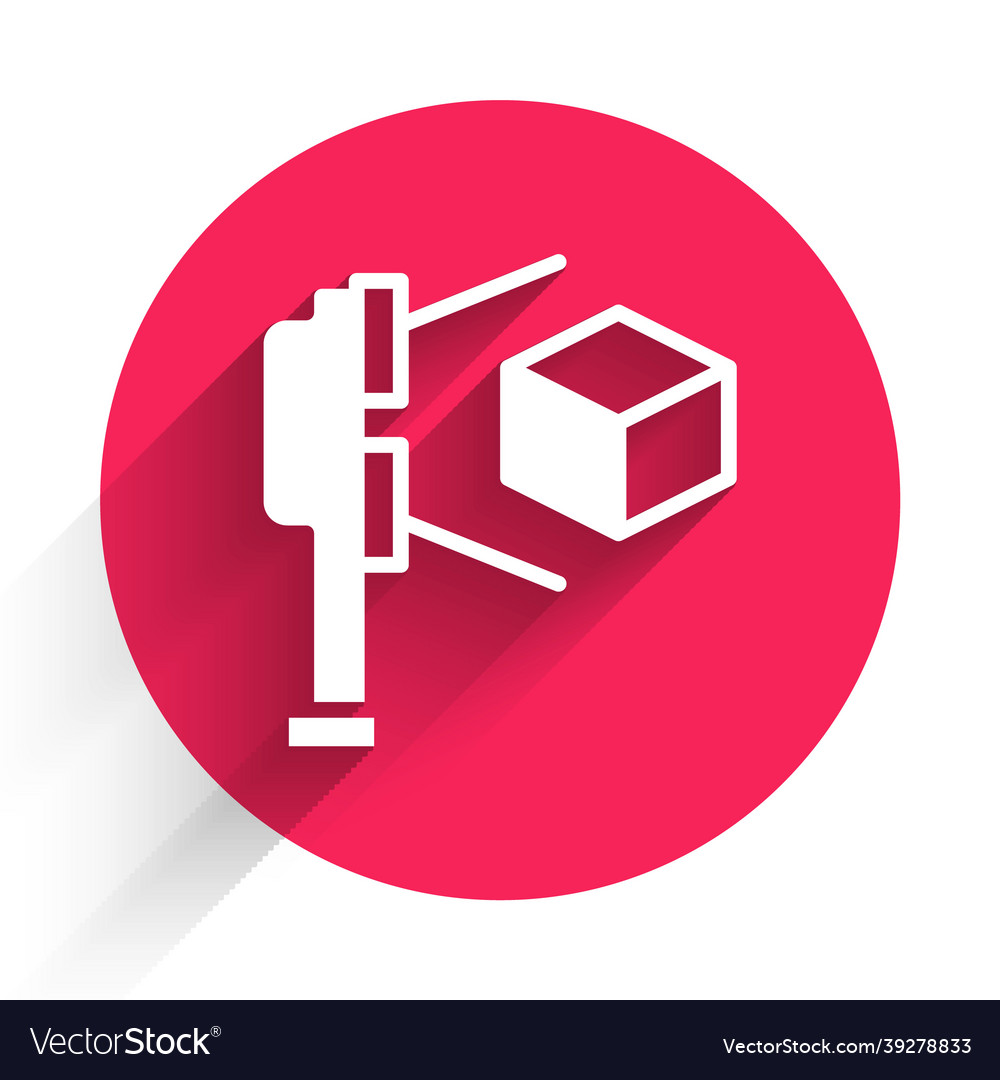 White 3d scanner with cube projection icon Vector Image White 3d scanner with cube projection icon