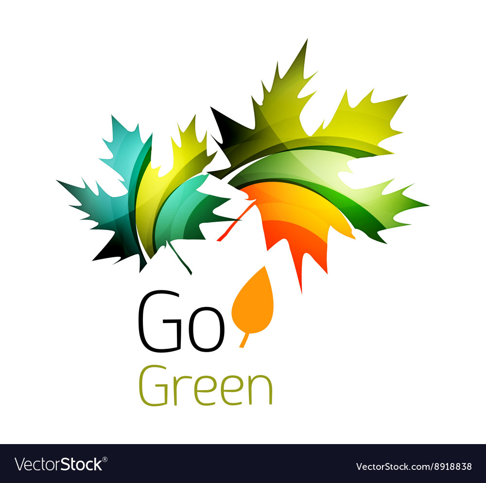 Abstract eco leag logo design made of color pieces