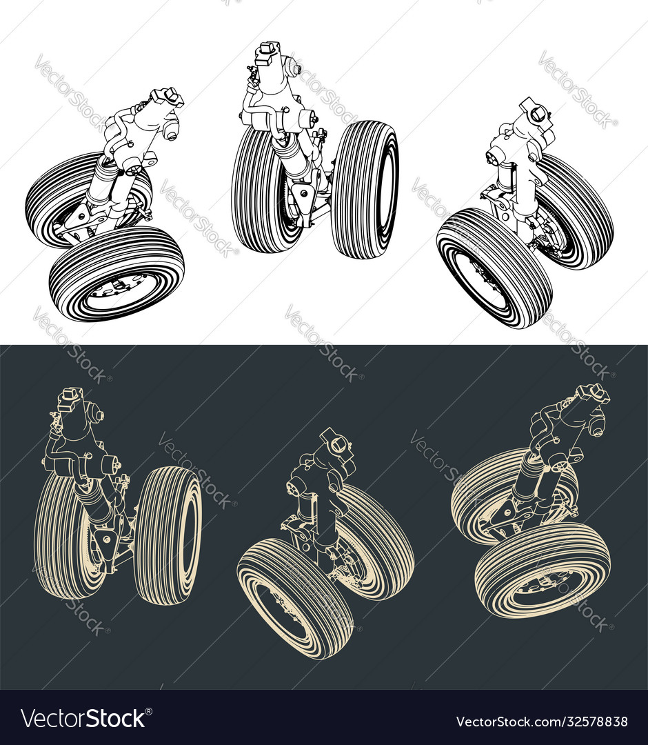 Aircraft landing gear blueprints Royalty Free Vector Image