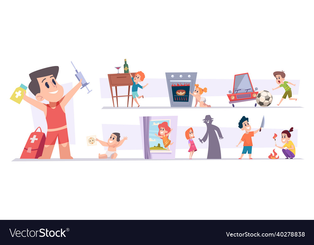 Dangerous Situation Place In Home With Children Vector Image