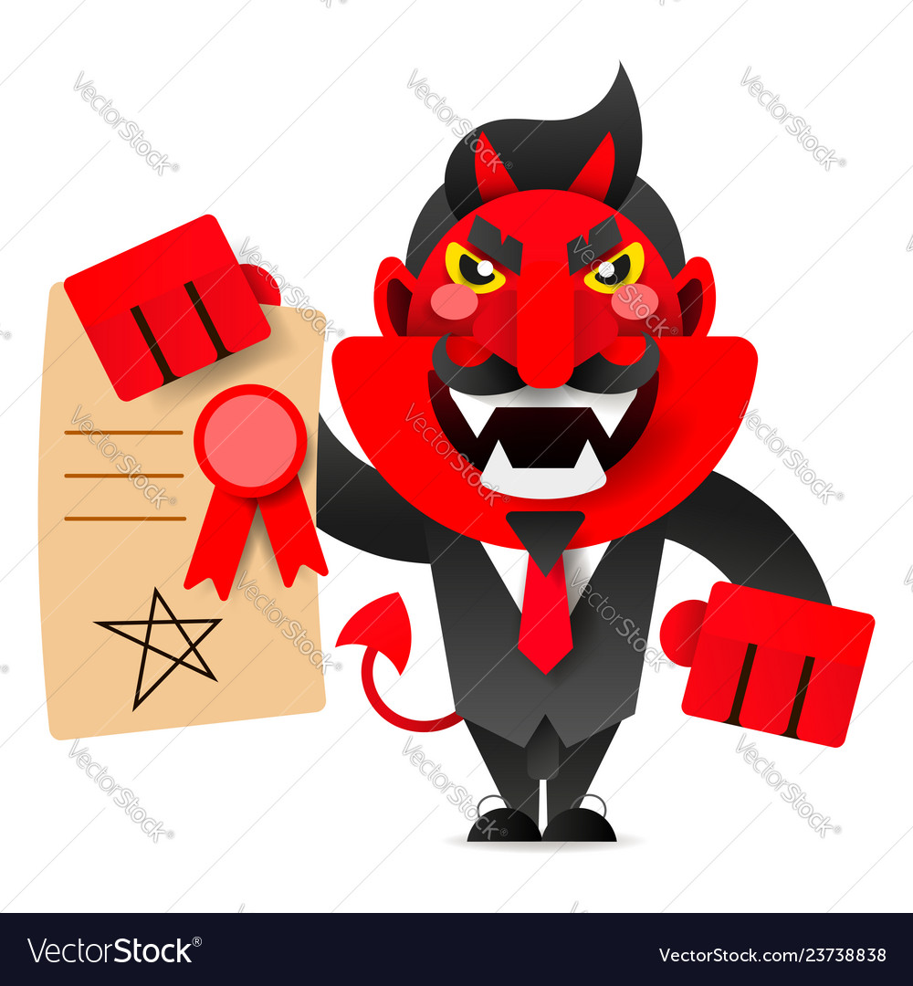Devil showing the contract for your signature Vector Image Devil showing the contract for your signature