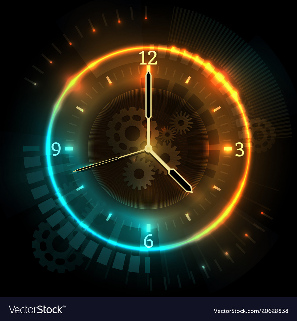 Digital Futuristic Watch With Neon Effects Time Vector Image