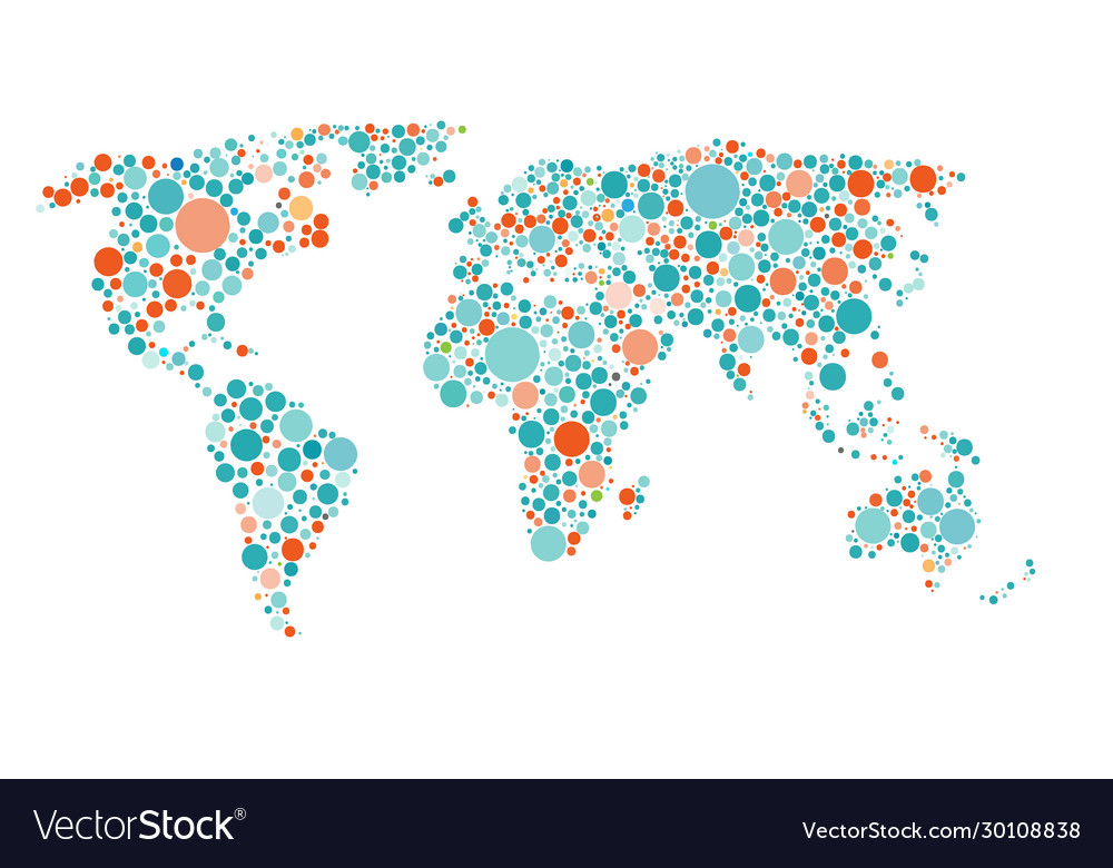Dots style world map abstract green vector image Dots style world map abstract green