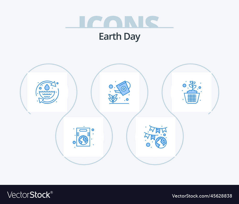 Earth day blue icon pack 5 design natural