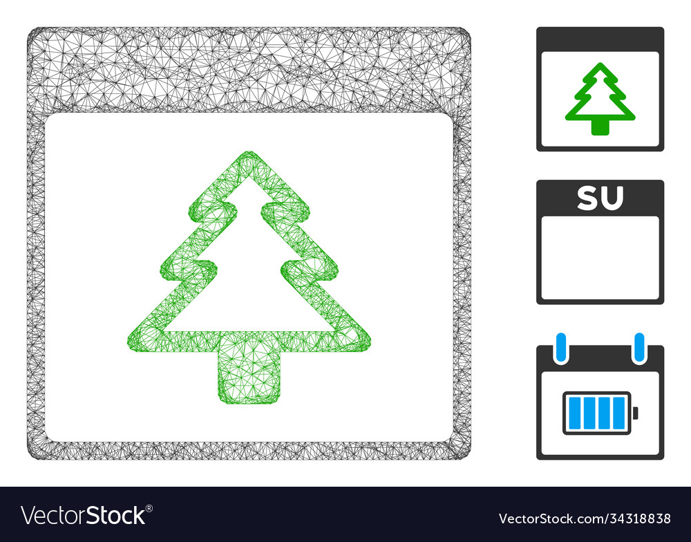 Fir tree calendar page polygonal web mesh vector image Fir tree calendar page polygonal web mesh