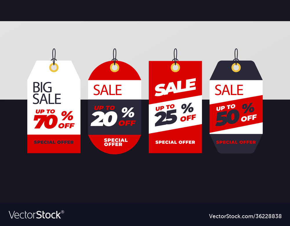 Flat design sales tag set