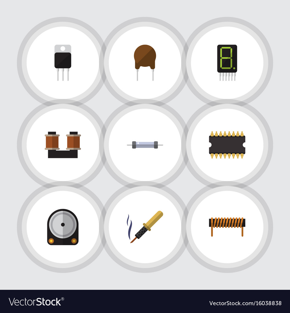 Flat icon electronics set of resistor receiver