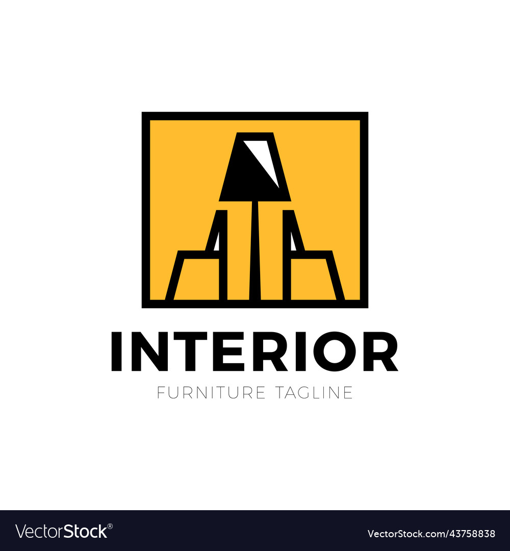 Furniture interior logo with chair and old lamp