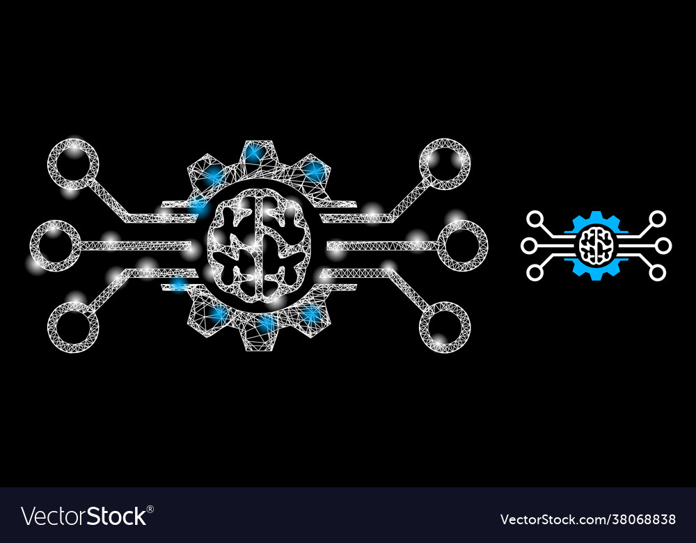 Glowing web model artificial intellect vector image Glowing web model artificial intellect