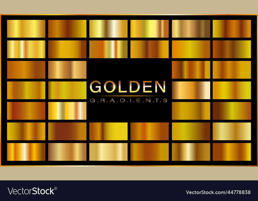 Gold gradient set background icon texture vector image Gold gradient set background icon texture