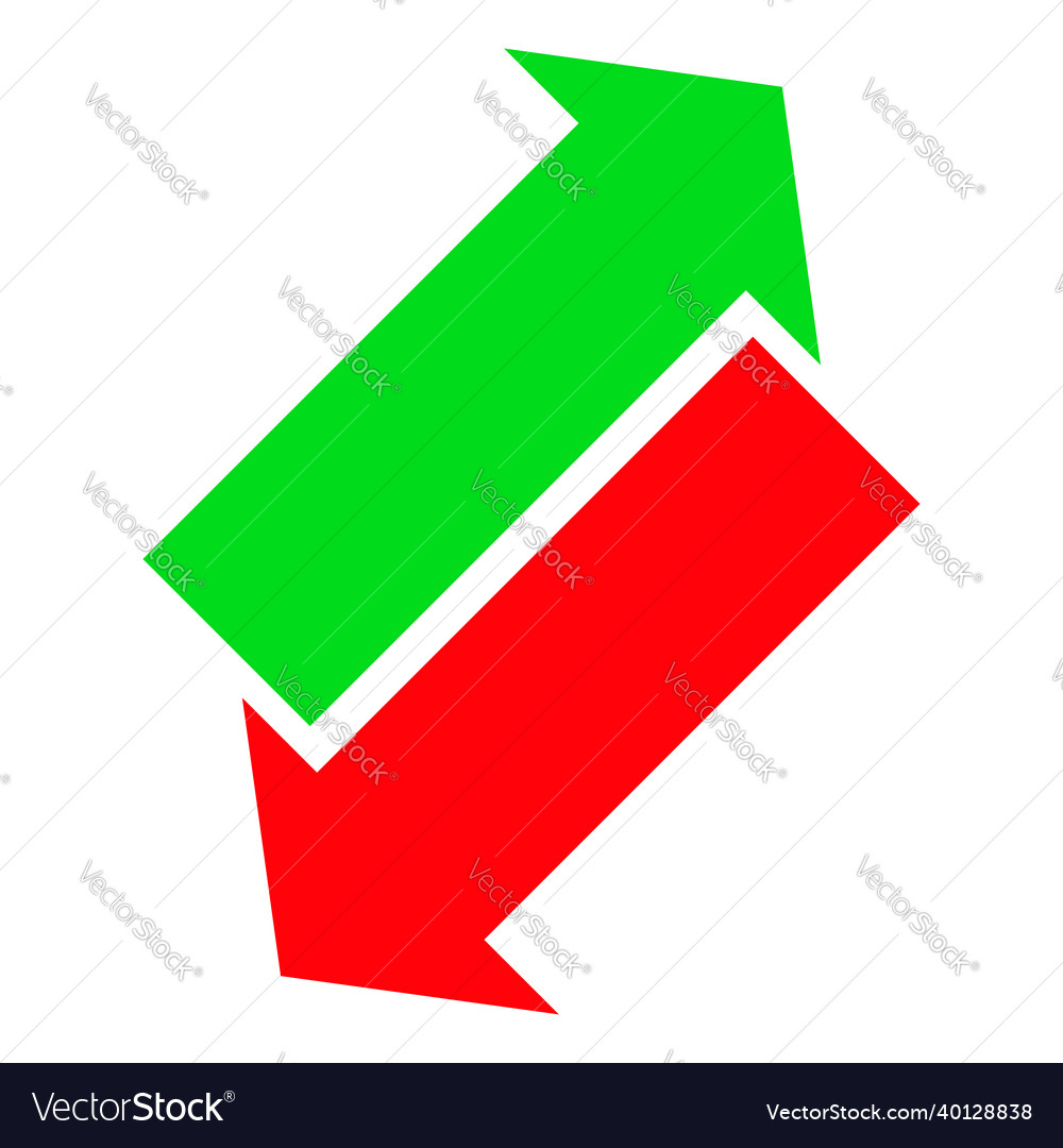 Green and red up down arrow pointing