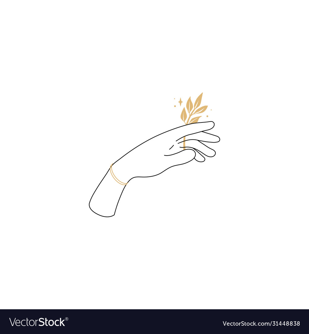 Hand line logo gesture Royalty Free Vector Image