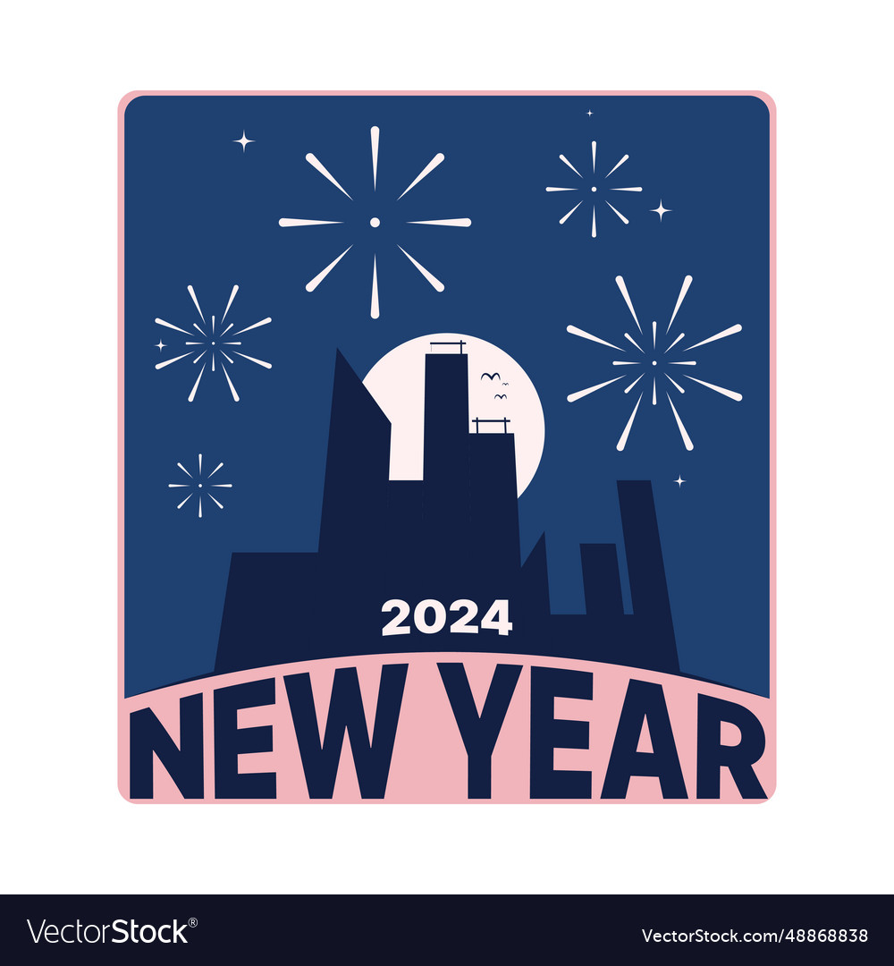 Happy new year 2024 design in vintage style vector image Happy new year 2024 design in vintage style
