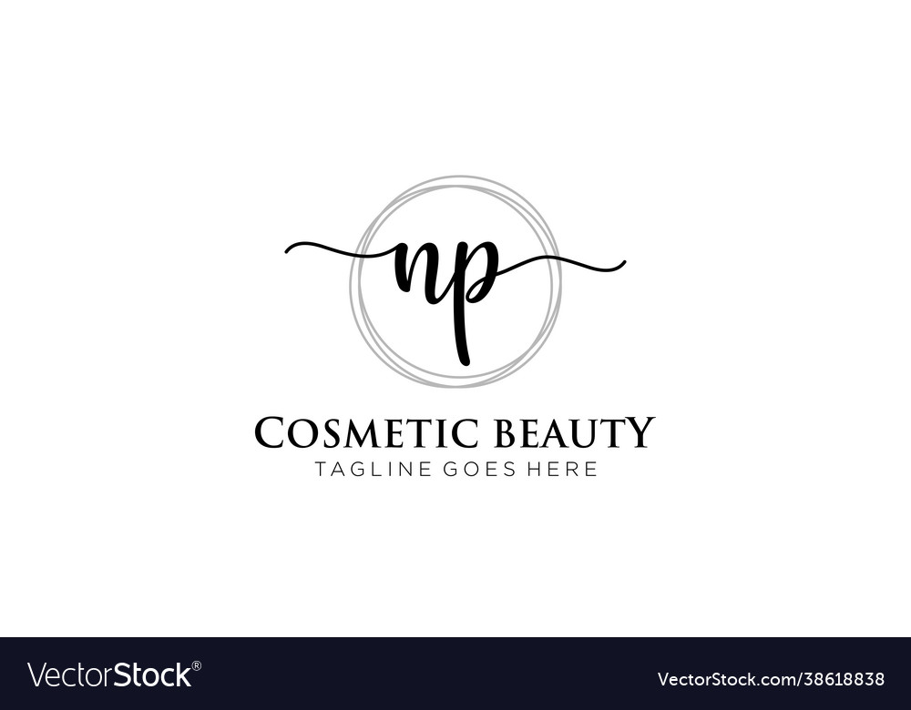 Initial np feminine logo beauty monogram