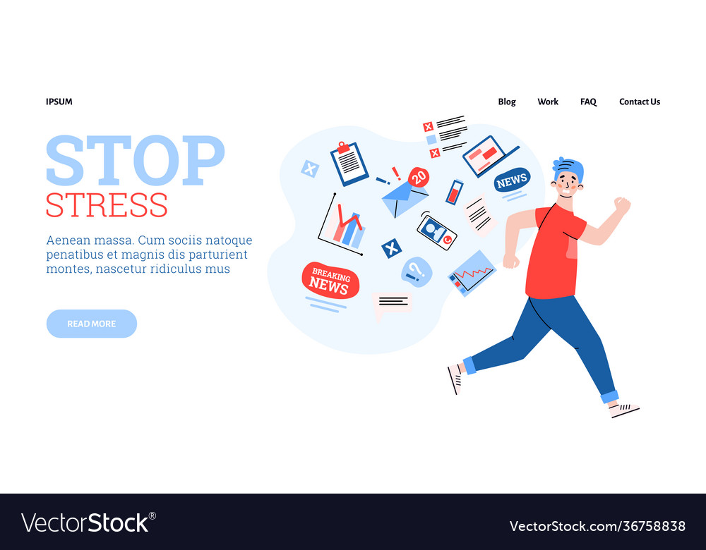 Man overloading work and news in stress run vector image Man overloading work and news in stress run