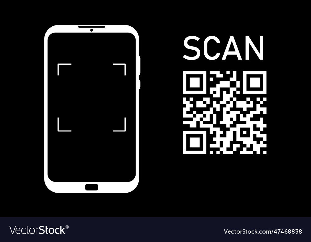 Mobile phone scan qr code reader applecation vector image Mobile phone scan qr code reader applecation