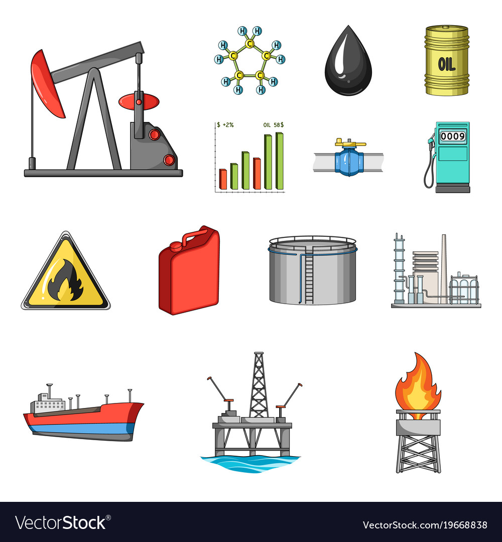 Oil industry cartoon icons in set collection Vector Image Oil industry cartoon icons in set collection Vector Image