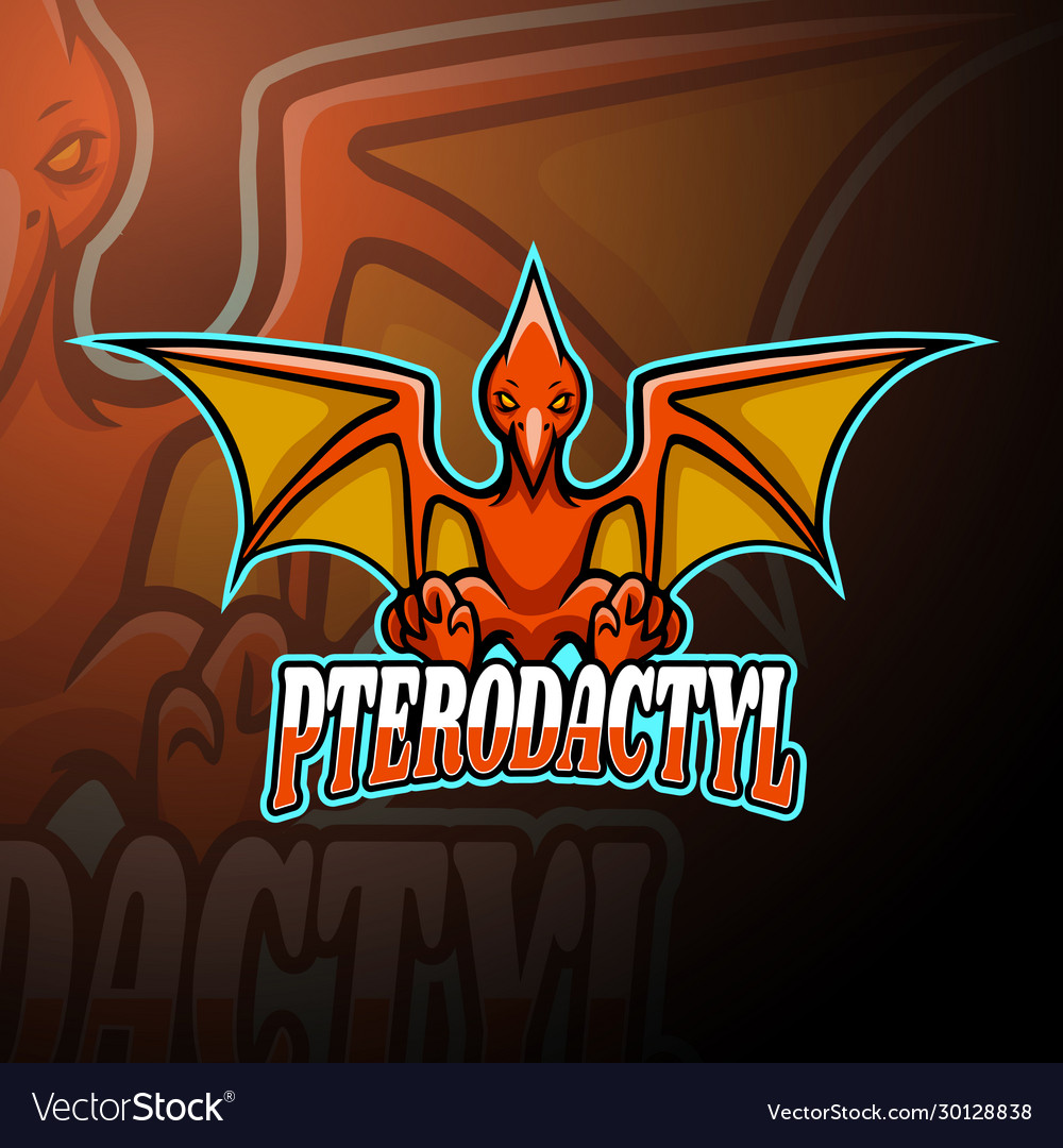 Pterodactyl esport logo mascot design Royalty Free Vector