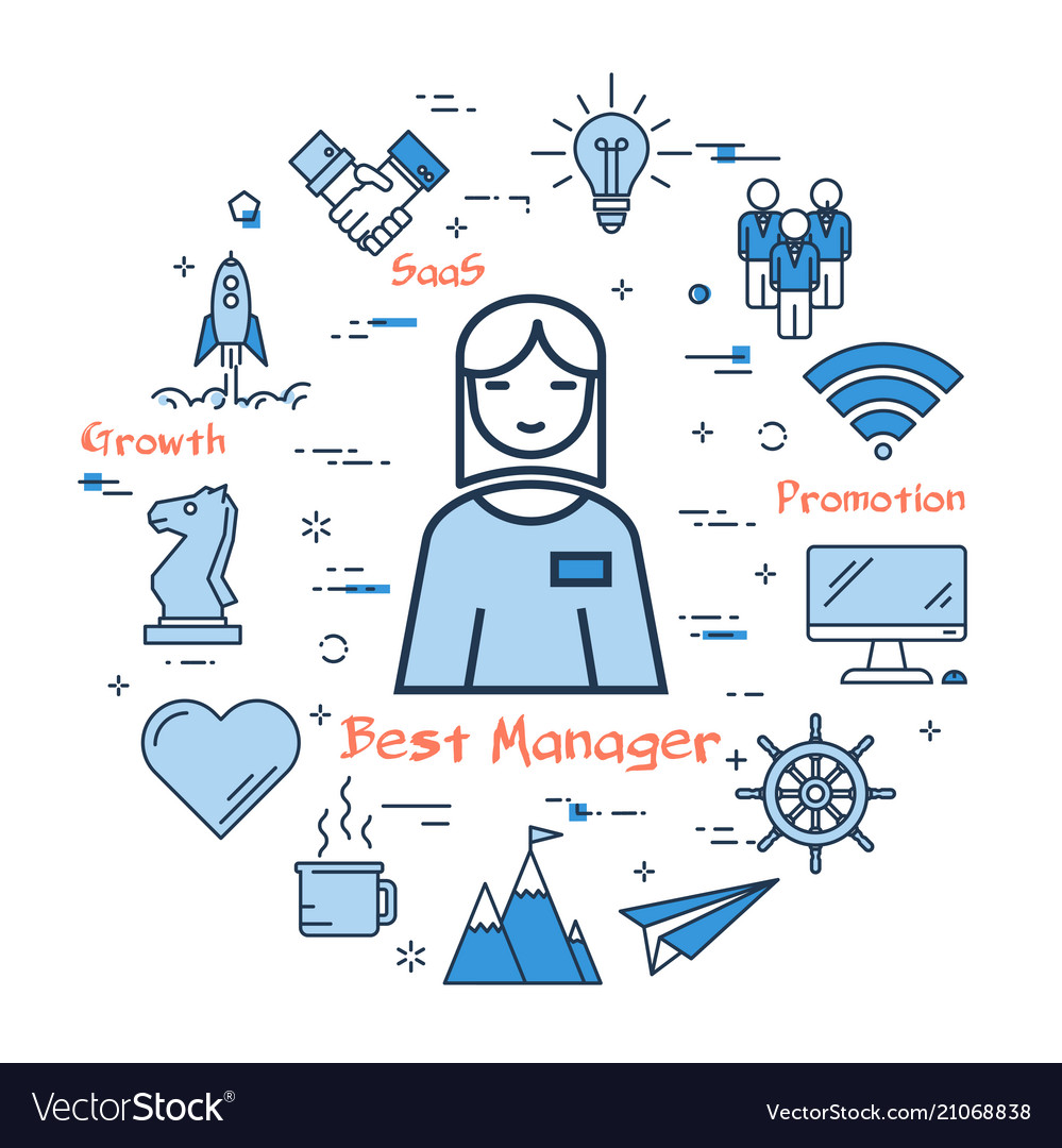 Round linear concept of female business leader