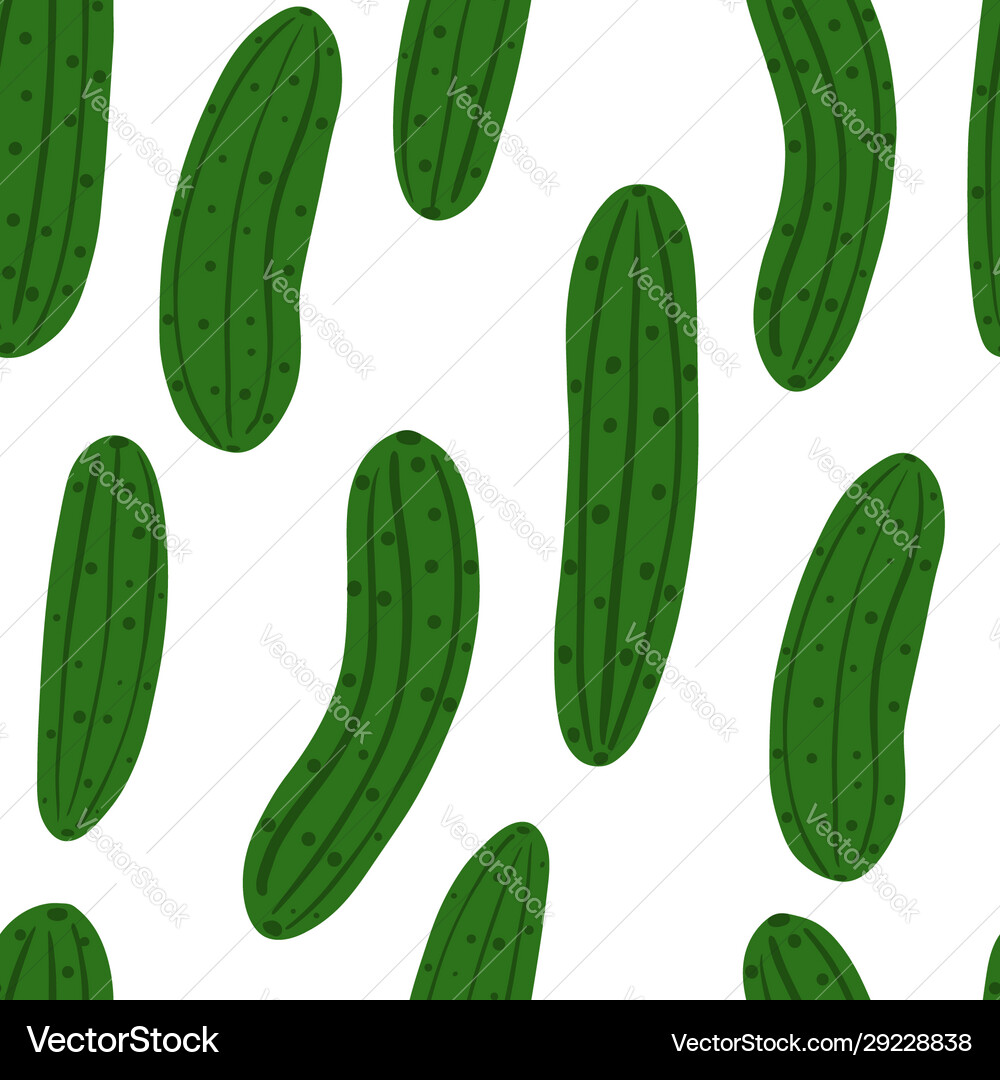 Seamless Pattern With Cucumber On White Background
