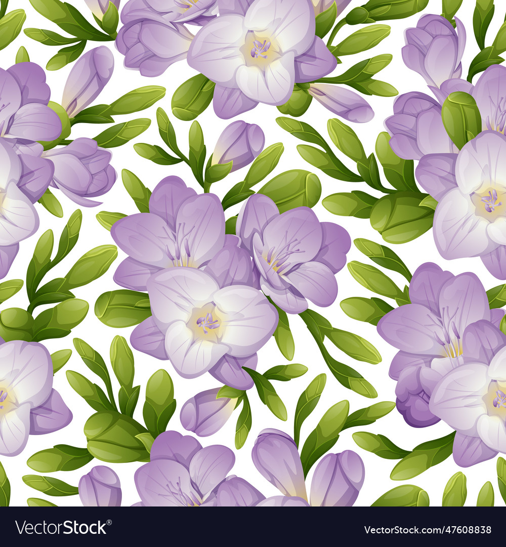 Seamless pattern with freesia flowers texture vector image Seamless pattern with freesia flowers texture