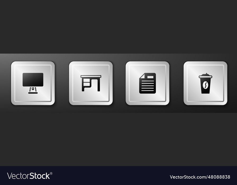 Set computer monitor office desk file document