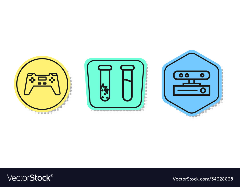 Set line gamepad test tube and flask motion