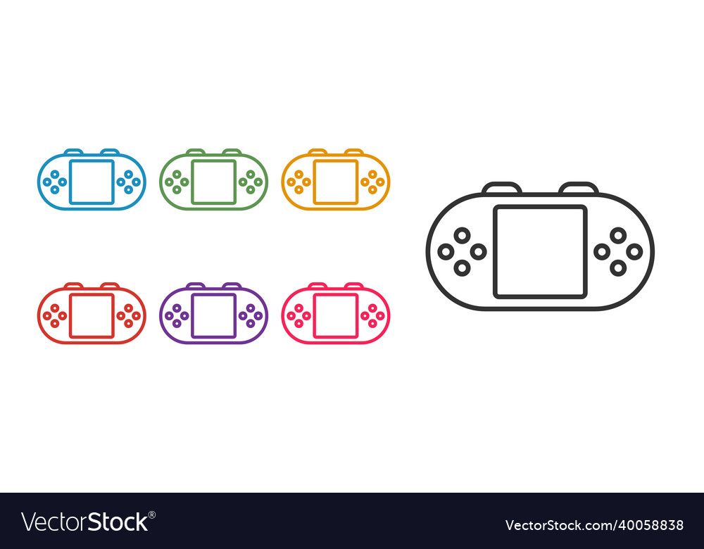 Set line portable video game console icon isolated vector image Set line portable video game console icon isolated
