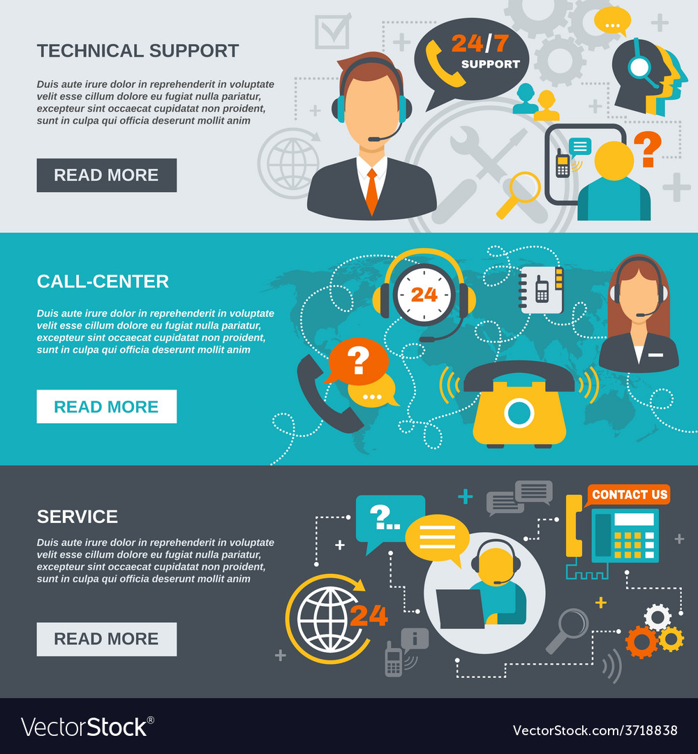 Support Call Center Banner Royalty Free Vector Image