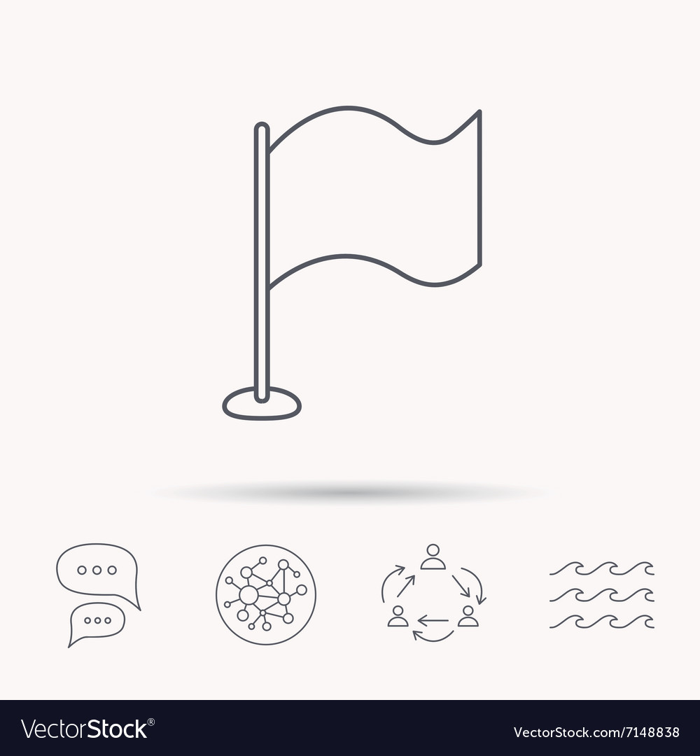 Waving flag icon location pointer sign