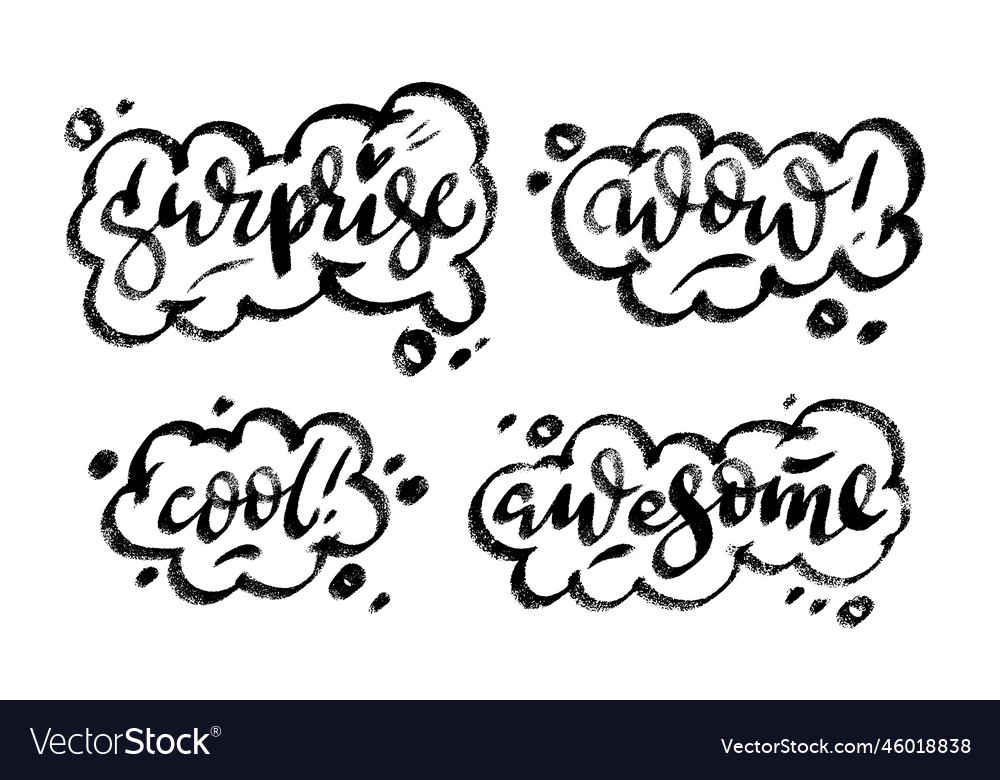 Wow Surprise Cool Awesome Words Speech Bubble Vector Image