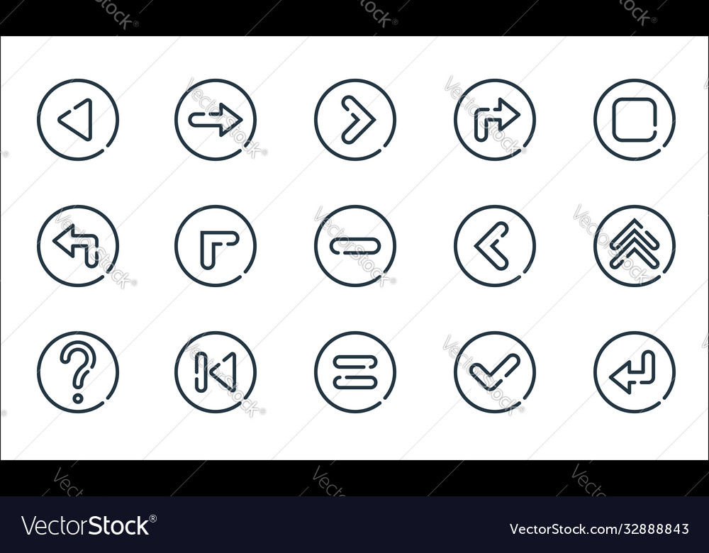 Arrow line icons linear set quality