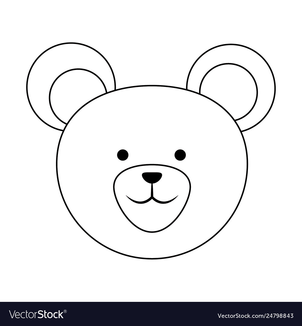 Bear cute animal head in black and white Vector Image