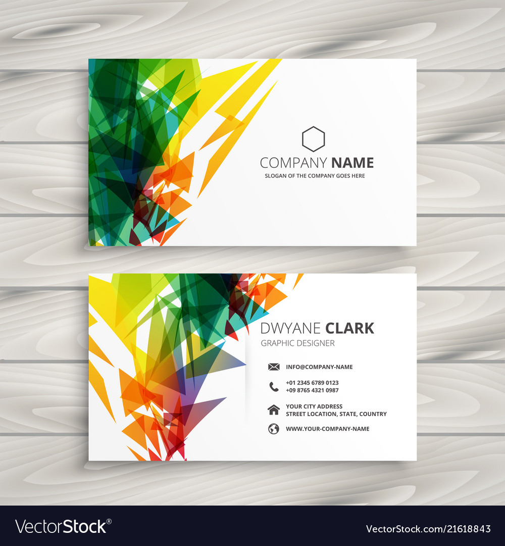 business card design with abstract colorful shapes