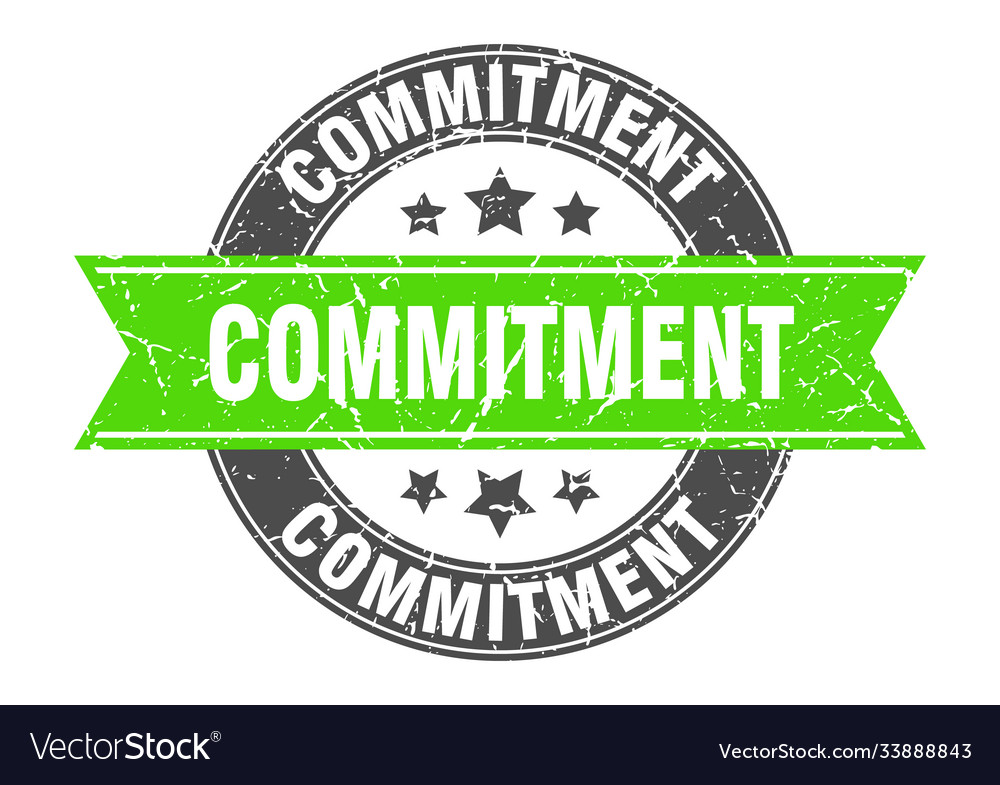 Commitment round stamp with ribbon label sign