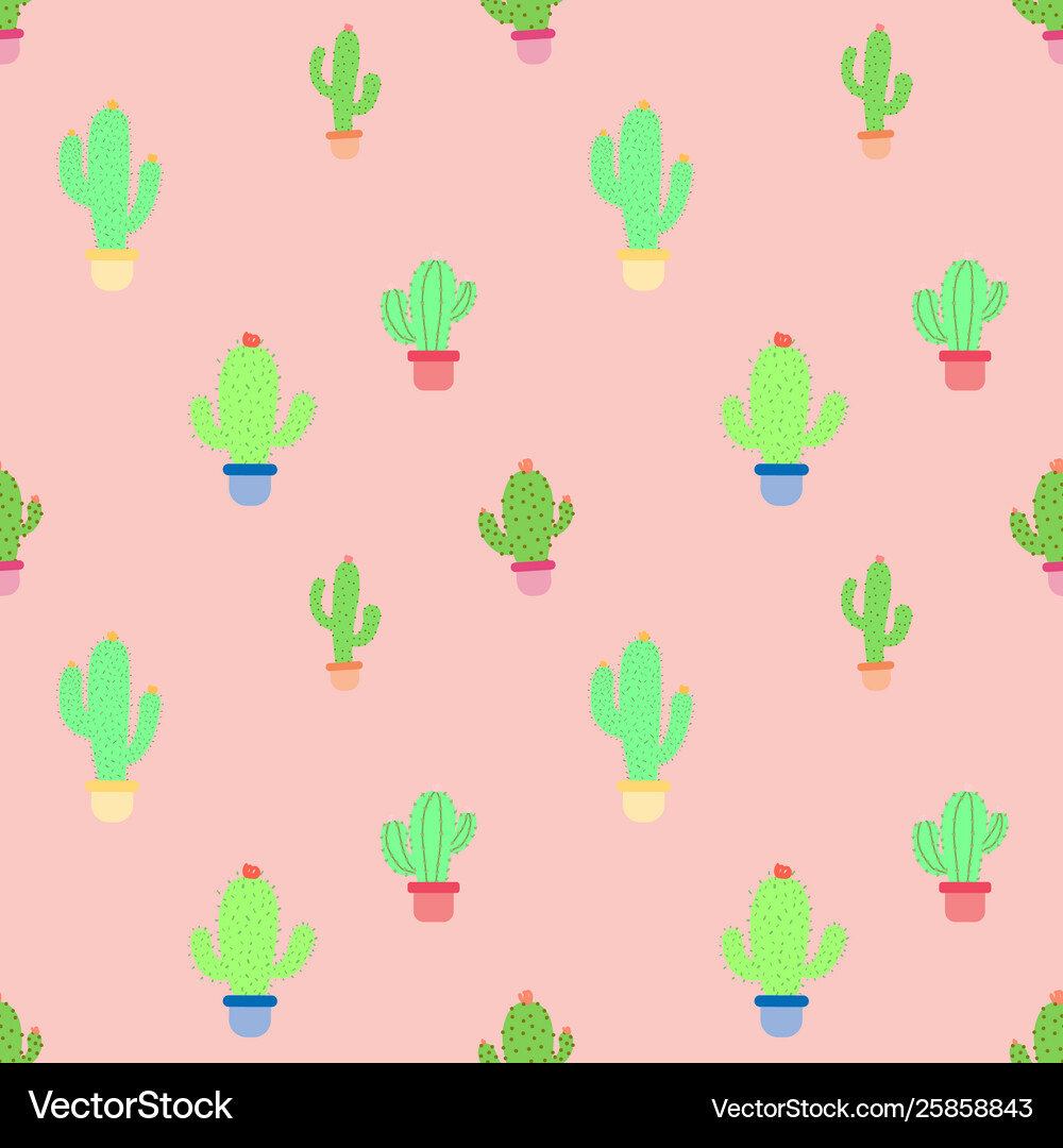 Cute seamless cactus pattern background Royalty Free Vector