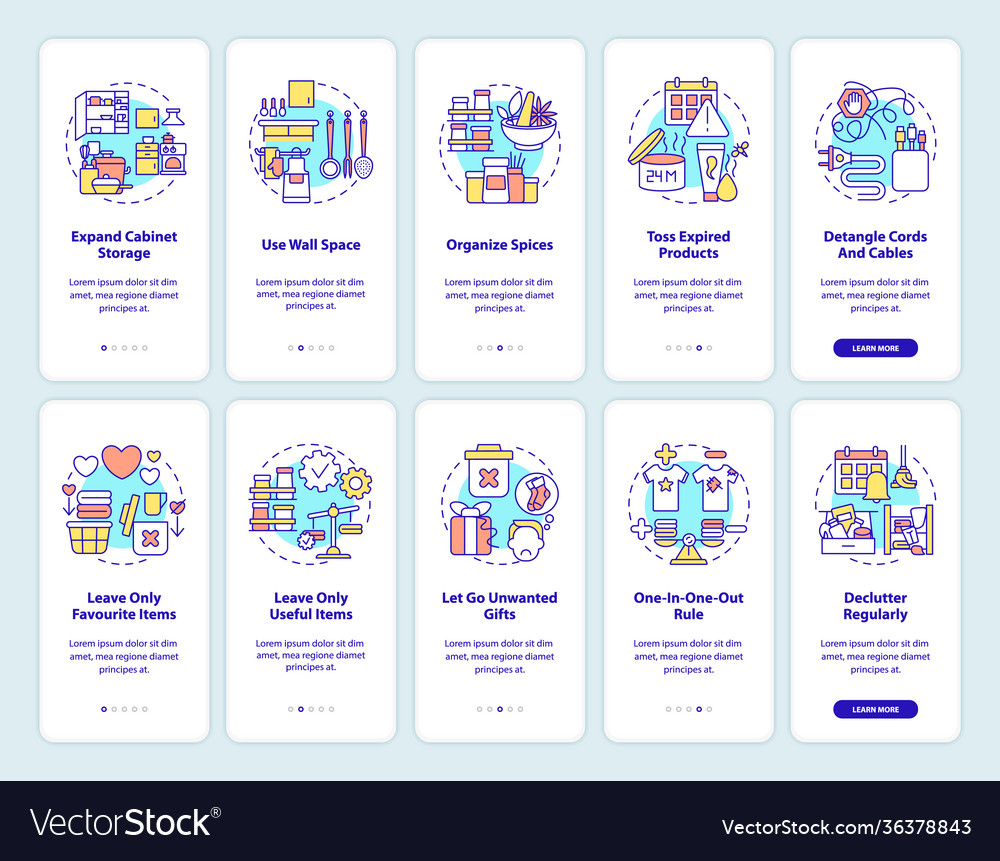 Declutter regulary onboarding mobile app page vector image Declutter regulary onboarding mobile app page