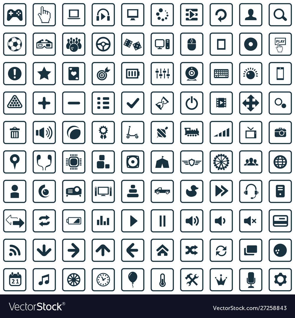 Game 100 icons universal set for web and ui