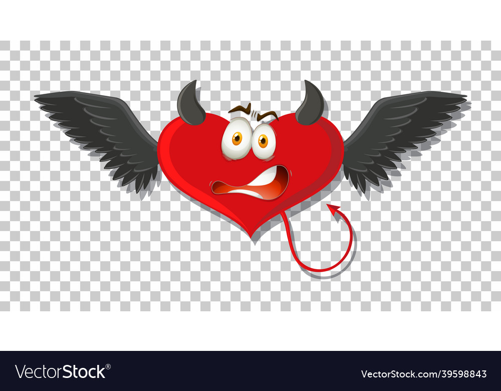 Heart shape devil with facial expression Vector Image