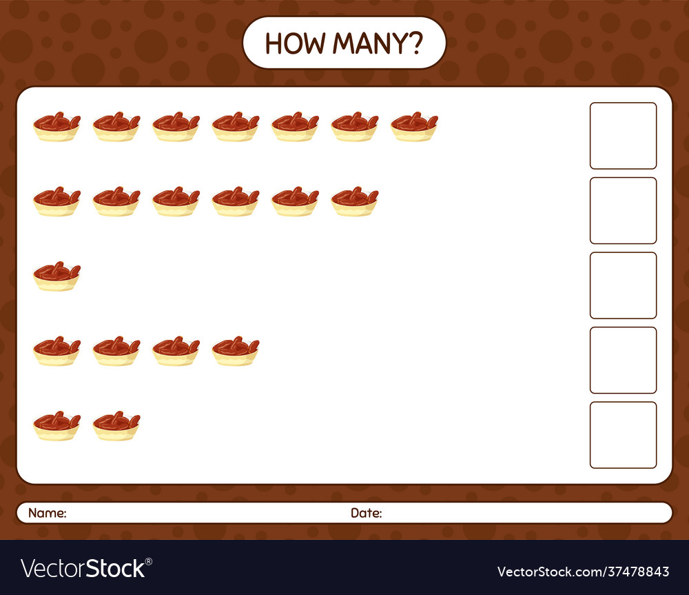 How many counting game with bowl dates vector image How many counting game with bowl dates
