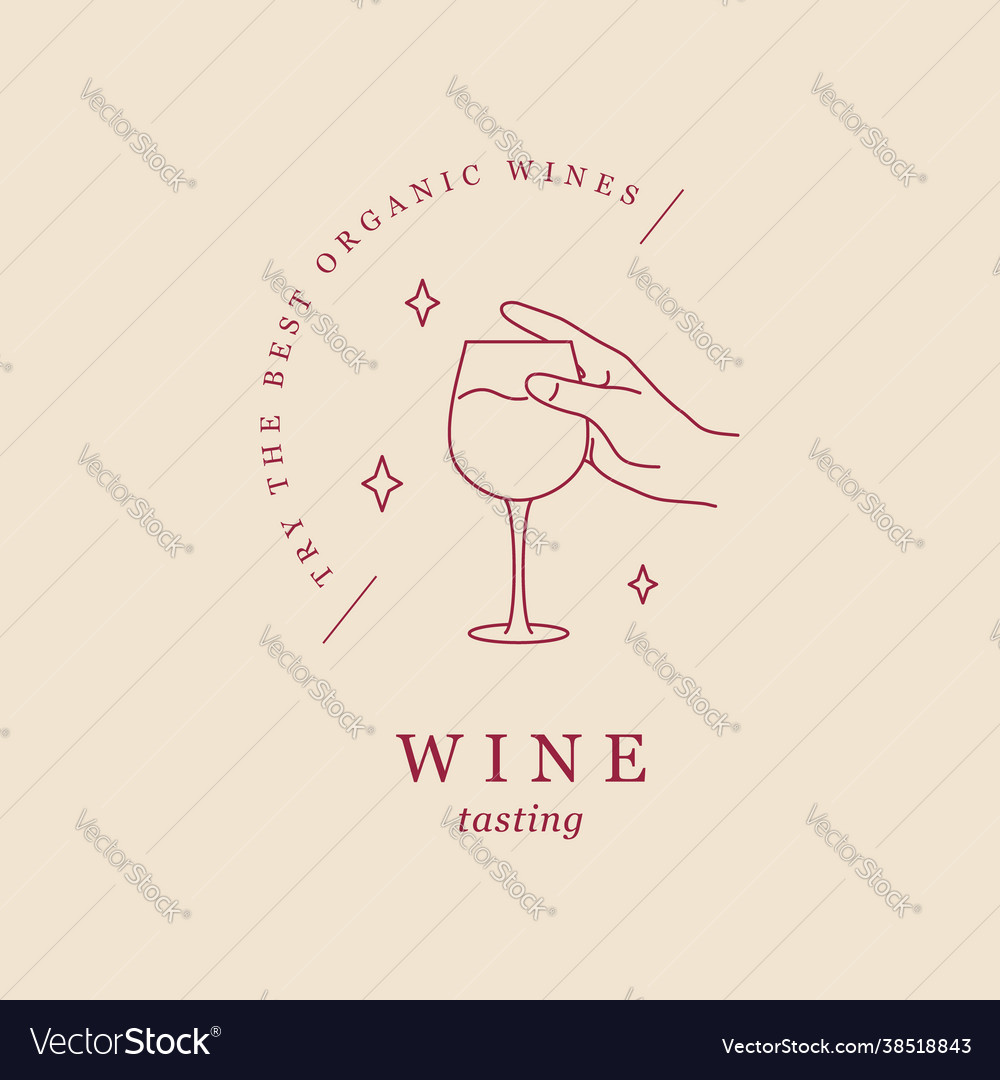 Minimalist line design wine glass in a hand vector image Minimalist line design wine glass in a hand