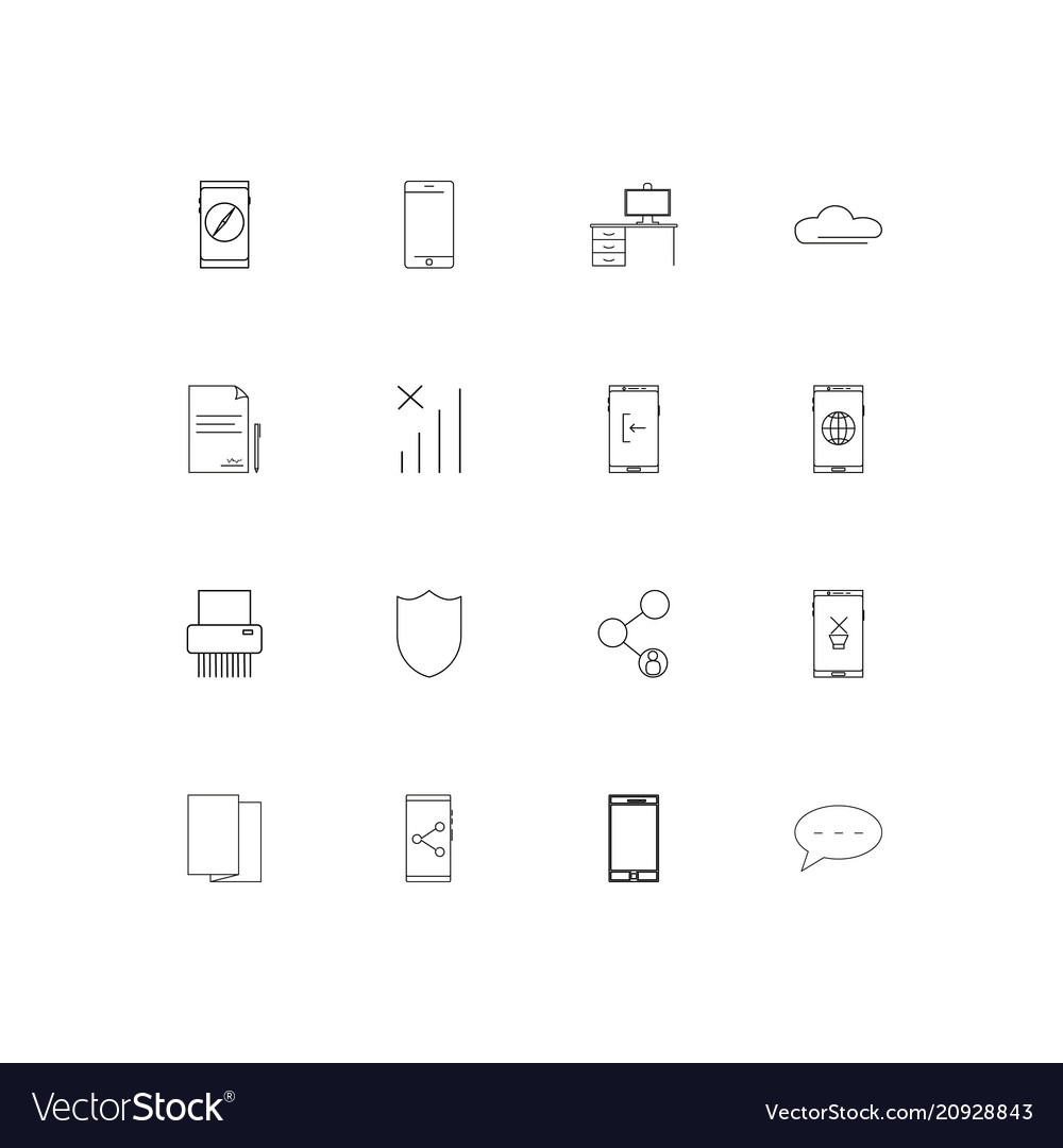 Network and database linear thin icons set