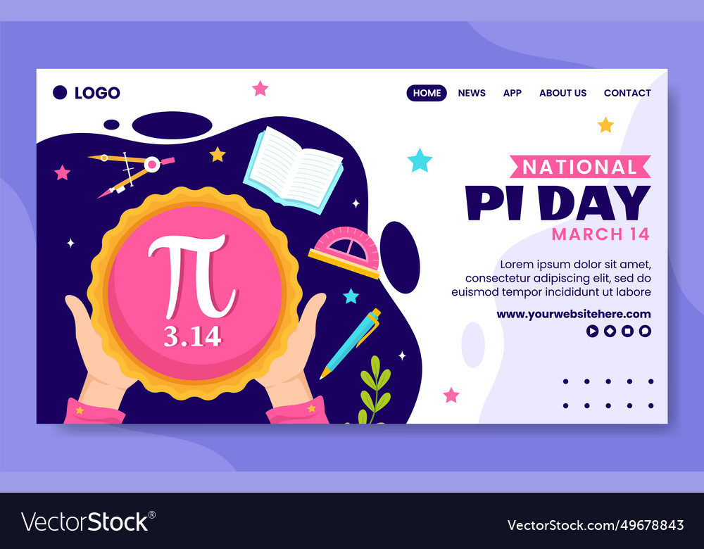 Pi day social media landing page cartoon hand