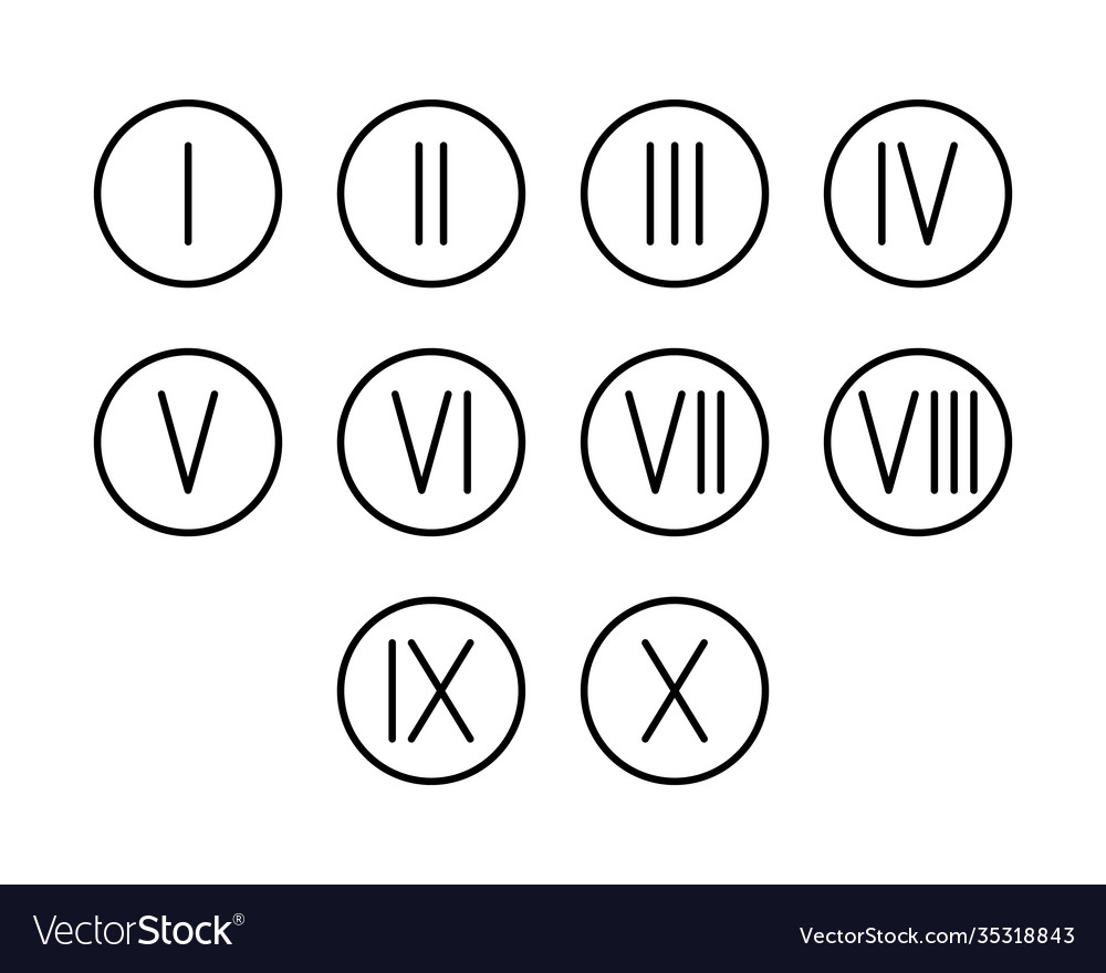 Roman numerals set isolated on white background Vector Image