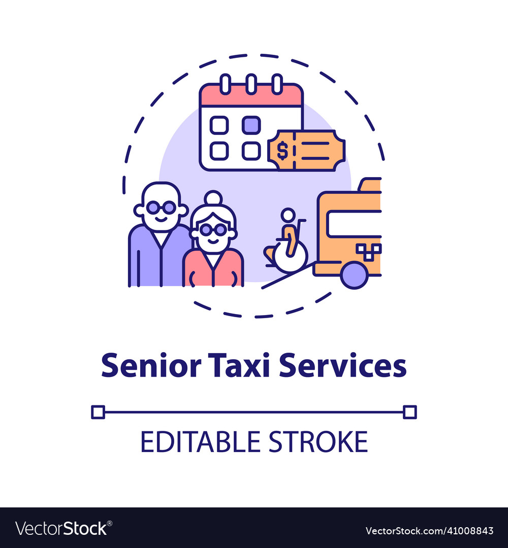 Senior taxi service concept icon