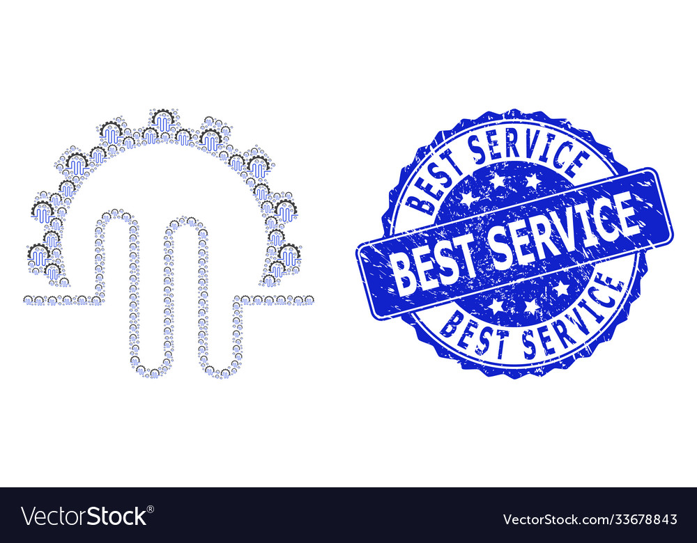 Textured best service round seal and recursive vector image Textured best service round seal and recursive