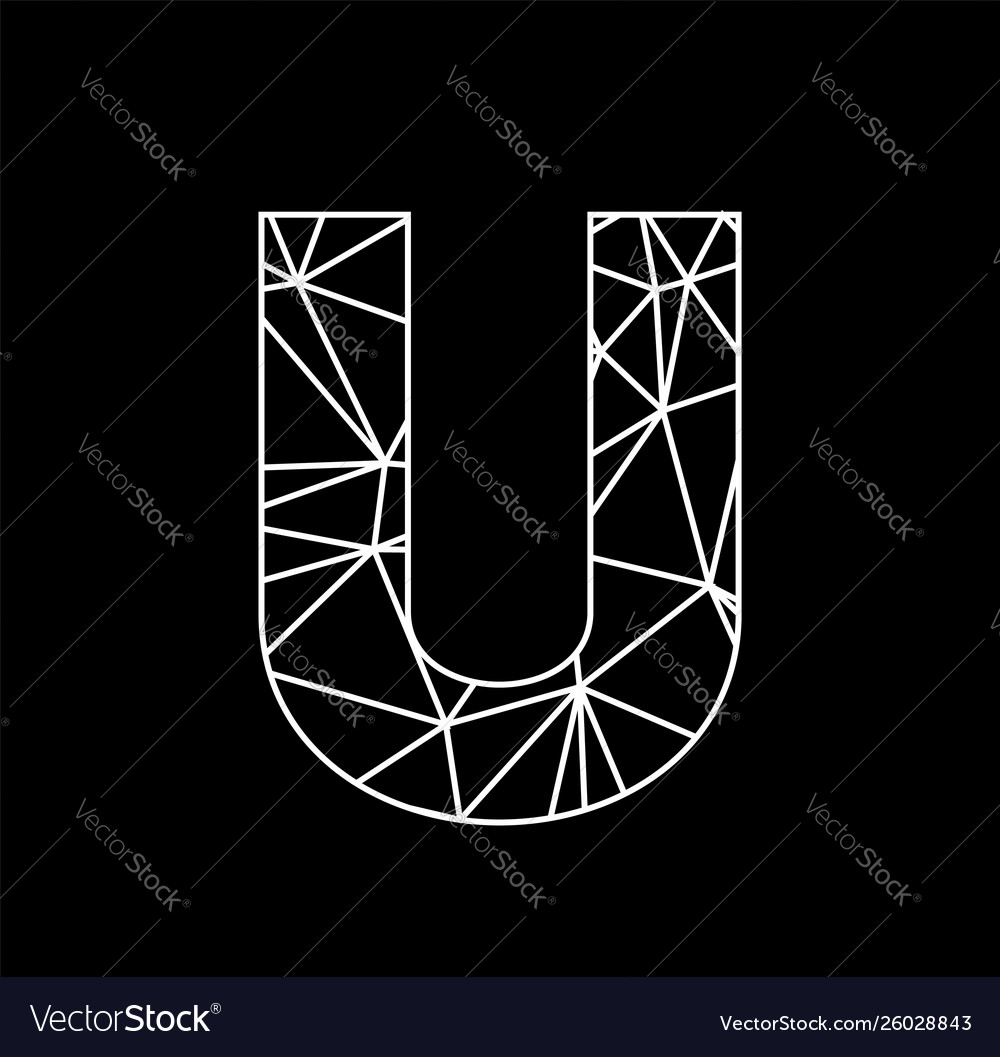 U geometric triangle block chain font vector image U geometric triangle block chain font
