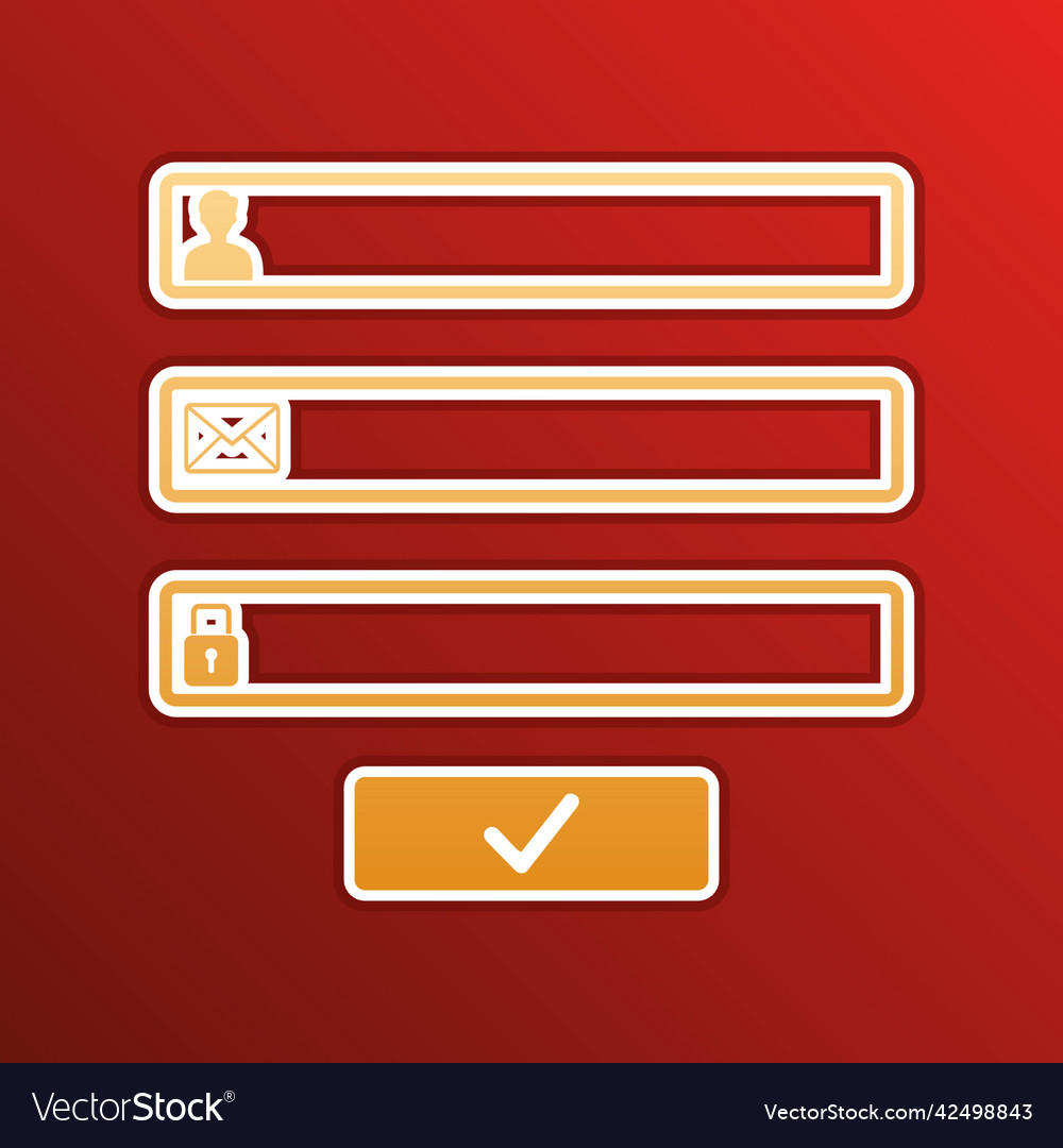 Web browser window with login page sign golden vector image Web browser window with login page sign golden